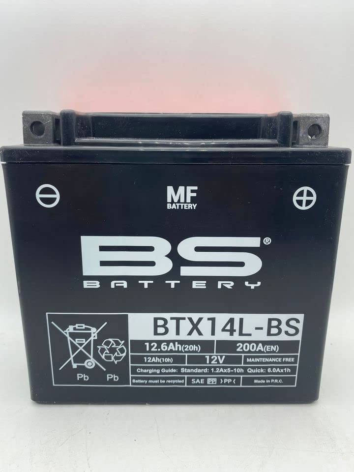 Batteria moto BS BTX14L-BS (YTX14L-BS) - Senza manutenzione - 12 V 12 Ah - Dimensioni: 150 x 87 x 145 mm compatibile con HARLEY-DAVIDSON XL, XLH Series (Sportster) 1200 2004-2014