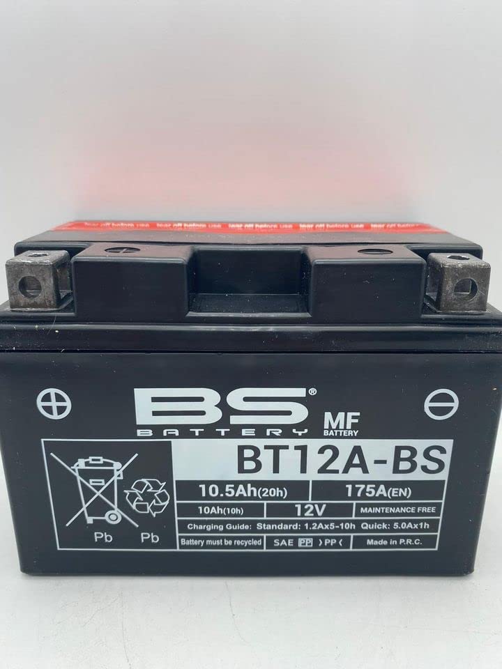 Batteria moto BS BT12A-BS (YT12A-BS) - Senza manutenzione - 12 V 10 Ah - Dimensioni: 150 x 88 x 105 mm compatibile con KYMCO Downtown i 200 2010-