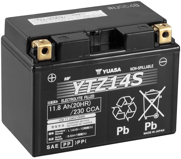 Batteria moto Yuasa YTZ14S AGM - Senza manutenzione - 12 V 11.2 Ah - Dimensioni: 150 x 87 x 110 mm compatibile con HONDA VFR1200F 1200 2010