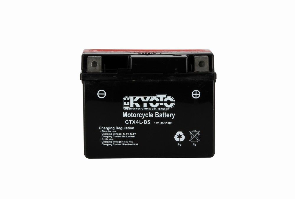 Batteria moto Kyoto GTX4L-BS (YTX4L-BS) - Senza manutenzione - 12 V 3 Ah - Dimensioni: 114 x 71 x 86 mm compatibile con SUZUKI RGV250 Gamma 250 1991-1995