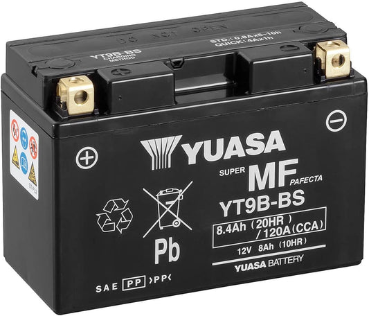Batteria moto Yuasa YT9B-BS - Senza manutenzione - 12 V 8 Ah - Dimensioni: 150 x 70 x 105 mm compatibile con Yamaha XT660Z (EU) 660 2004-2010
