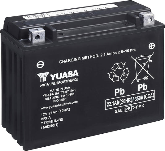 Batteria moto Yuasa YTX24HL-BS - Senza manutenzione - 12 V 21 Ah - Dimensioni: 205 x 90 x 162 mm compatibile con HONDA CBX1000 (Opt.) 1000 1982