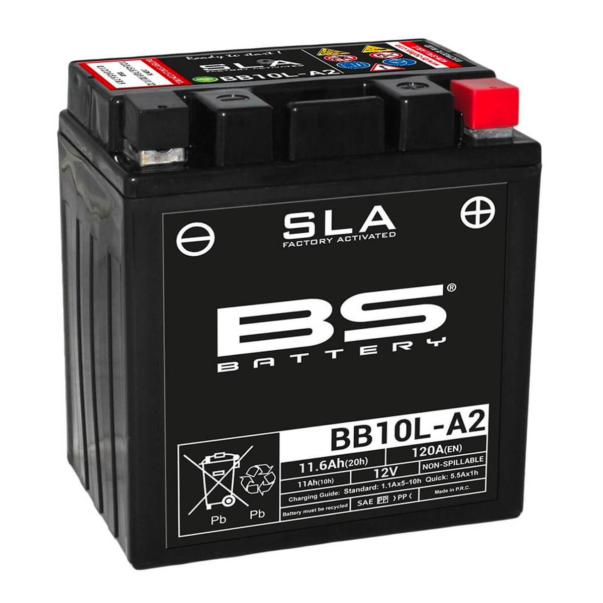 Batteria moto BS SLA BB10L-A2 (YB10L-A2) AGM - Senza manutenzione - 12 V 11 Ah - Dimensioni: 133 x 90 x 145 mm compatibile con GILERA ER EI. -Starter 350