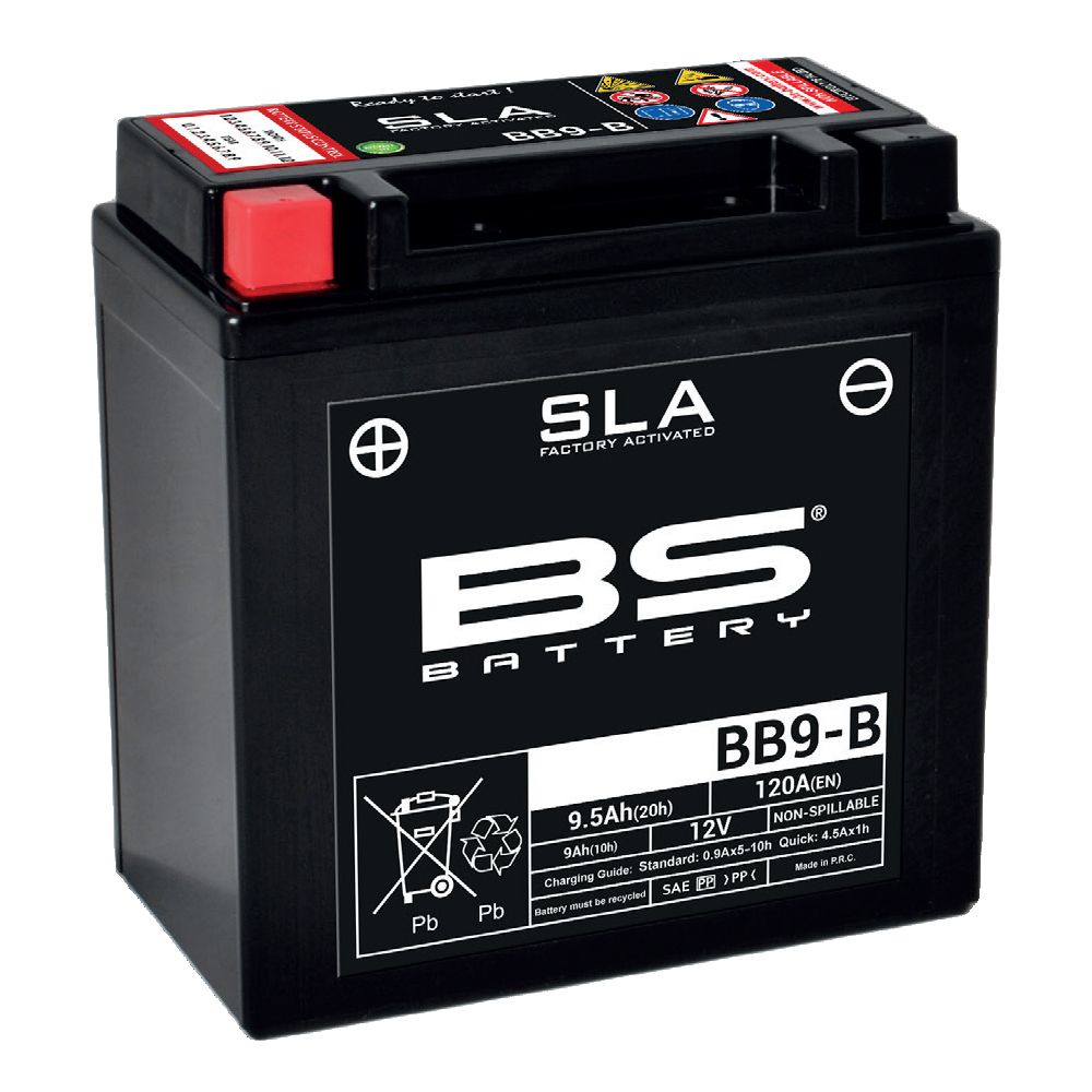 Batteria moto BS SLA BB9-B (YB9-B) AGM - Senza manutenzione - 12 V 9 Ah - Dimensioni: 135 x 75 x 139 mm compatibile con GILERA MX1, MXR EI.-Starter 125