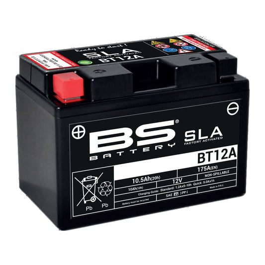 Batteria moto BS SLA BT12A (YT12A-BS) AGM - Senza manutenzione - 12 V 10 Ah - Dimensioni: 150 x 88 x 105 mm compatibile con KAWASAKI Ninja 1000, ABS 1000 2014-2016