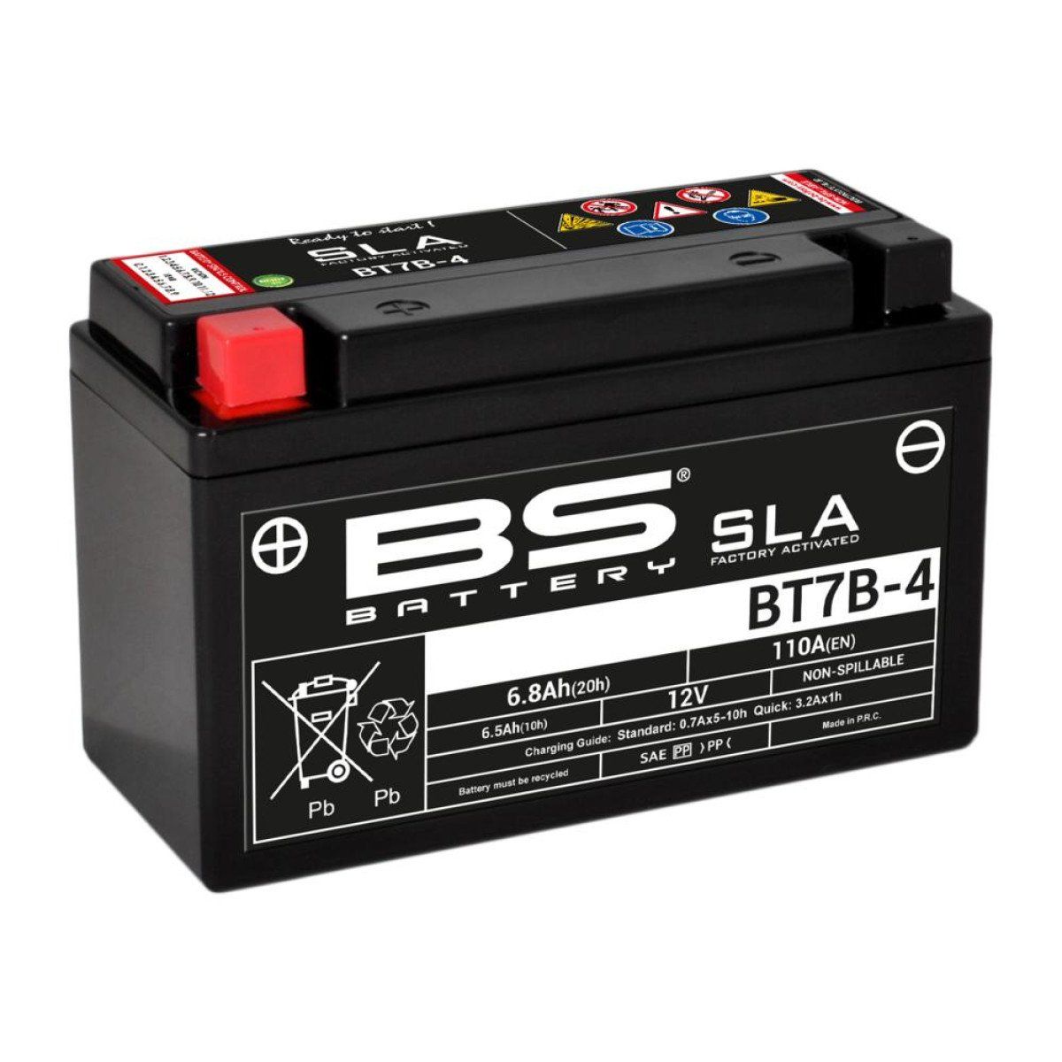 Batteria moto BS SLA BT7B-4 (YT7B-4 YT7B-BS) AGM - Senza manutenzione - 12 V 6.5 Ah - Dimensioni: 150 x 65 x 93 mm compatibile con YAMAHA XC125, CR 125 2007-2009