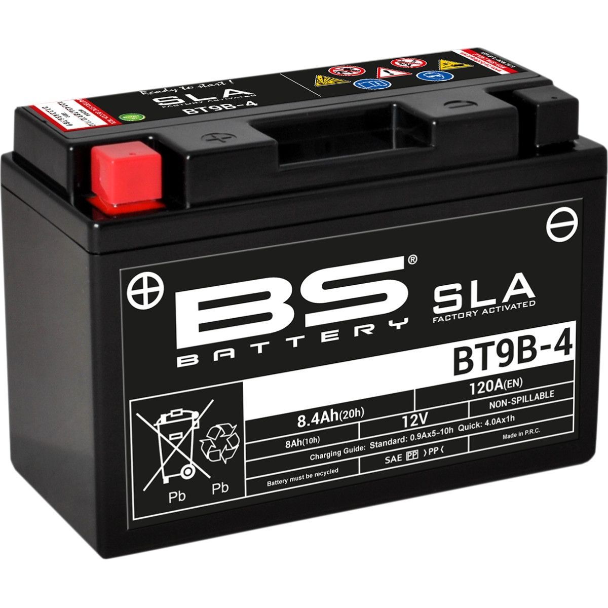 Batteria moto BS SLA BT9B-4 (YT9B-4 YT9B-BS) AGM - Senza manutenzione - 12 V 8 Ah - Dimensioni: 150 x 68 x 105 mm compatibile con Yamaha YZF-R6, S, SC, SV 600 2001-2005