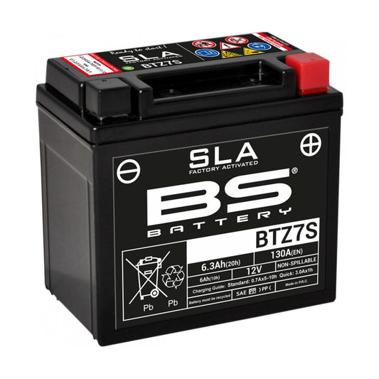 Batteria moto BS SLA BTZ7S (YTZ7S) AGM - Senza manutenzione - 12 V 6 Ah - Dimensioni: 113 x 70 x 105 mm compatibile con KTM XC ATV 450 2008-2009