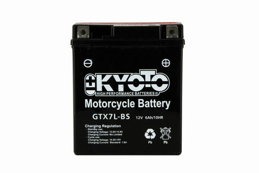 Batteria moto Kyoto GTX7L-BS (YTX7L-BS) - Senza manutenzione - 12 V 6 Ah - Dimensioni: 114 x 71 x 131 mm compatibile con SUZUKI DR 125 SM 125 2012