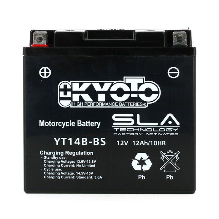 Batteria moto Kyoto SLA YT14B-BS - Pronta all'uso - 12V 12 Ah - 150 x 70 x 145 mm compatibile con Yamaha XVS1100A, W, WC 1100 2001-