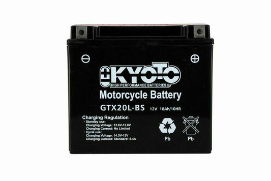 Batteria moto Kyoto GTX20L-BS (YTX20L-BS) - Senza manutenzione - 12 V 18 Ah - Dimensioni: 175 x 87 x 155 mm compatibile con HARLEY-DAVIDSON FXD Series (Dyna) 1584 2007-2011