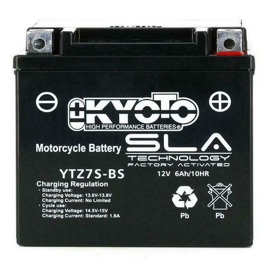 Batteria moto Kyoto SLA YTZ7S-BS (YTZ7S) AGM - Senza manutenzione - 12 V 6 Ah - Dimensioni: 114 x 70 x 105 mm compatibile con KASEA Skyhawk50 50 All
