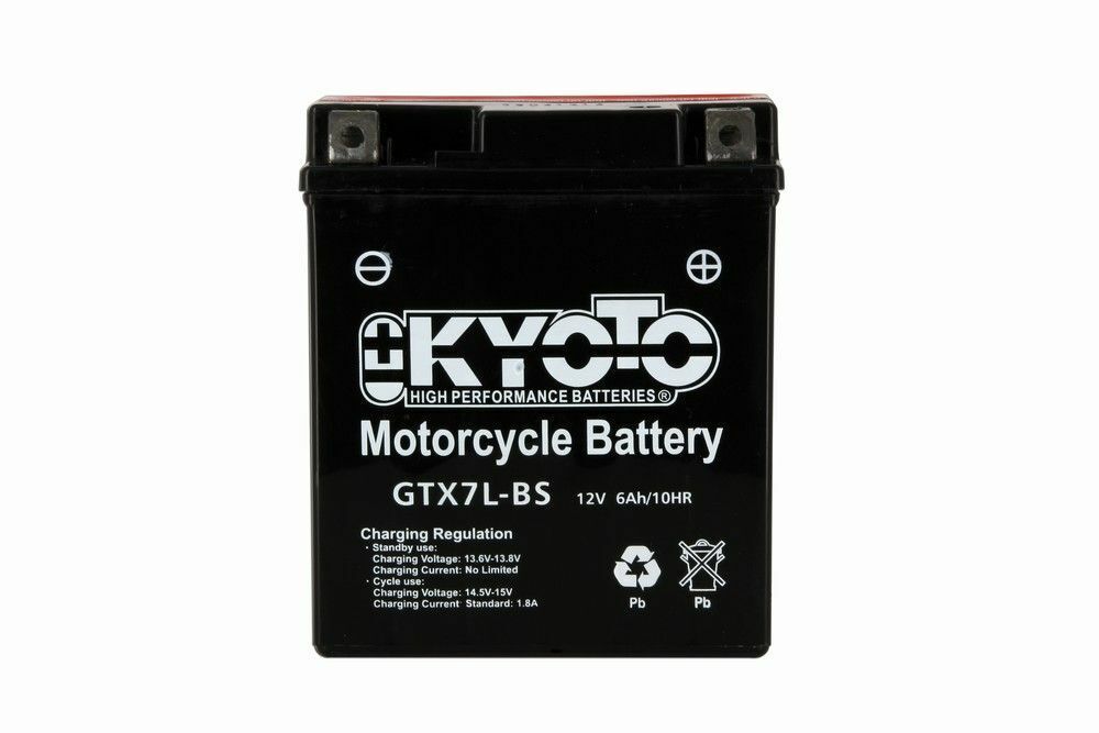 Batteria moto Kyoto GTX7L-BS (YTX7L-BS) - Senza manutenzione - 12 V 6 Ah - Dimensioni: 114 x 71 x 131 mm compatibile con GARELLI Tiger 125 2010-