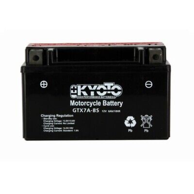 Batteria moto Kyoto GTX7A-BS (YTX7A-BS) - Senza manutenzione - 12 V 6 Ah - Dimensioni: 150 x 87 x 94 mm compatibile con KYMCO People S, Super 8 150 2009-2010
