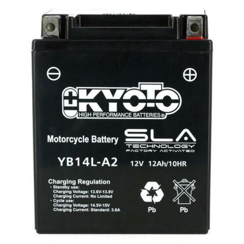 Batteria moto Kyoto SLA GB14L-A2 (YB14L-A2) AGM - Senza manutenzione - 12 V 14 Ah - Dimensioni: 135 x 91 x 167 mm compatibile con APRILIA ETX E-Starter 650