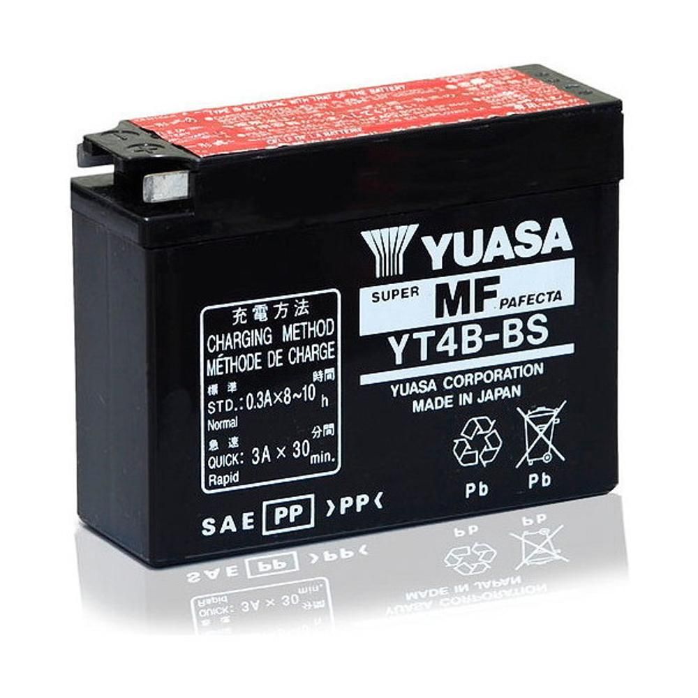 Batteria moto Yuasa YT4B-BS - Senza manutenzione - 12 V 2.3 Ah - Dimensioni: 114 x 39 x 85 mm compatibile con SUZUKI AJ50 50 2002-
